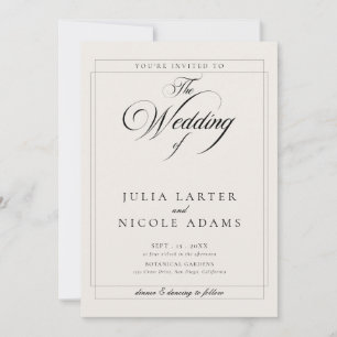 Convite Casamento com Detalhes de Caligrafia em Marfim Pre