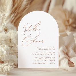 Convite Casamento com Detalhes de Caligrafia em Terracota