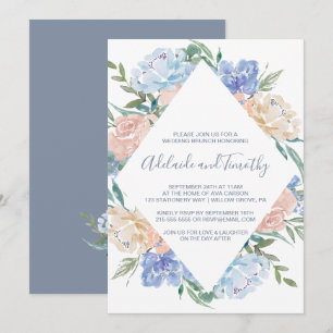 Convite Casamento com Diamante Azul Dusty Brunch