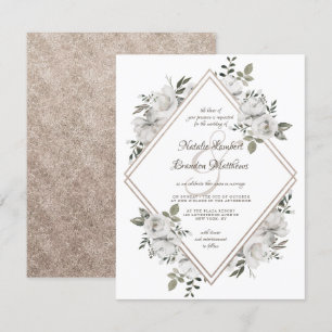 Convite Casamento com Diamante Duplo em Rose Gold Vintage