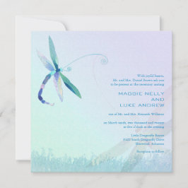 Convite Casamento com Dragonfly Azul de Manhã Preguiçosa