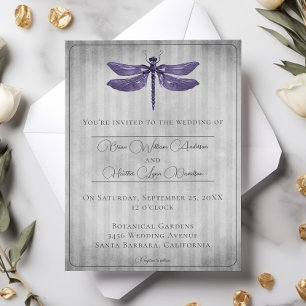Convite Casamento com Dragonfly Roxo