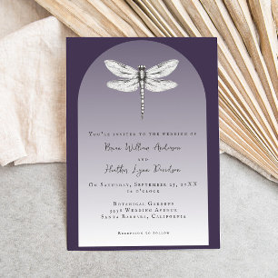 Convite Casamento com Dragonfly Roxo Escuro