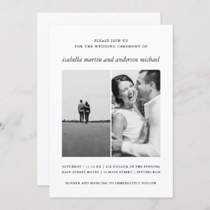 Convite Casamento com duas fotos minimalista moderno