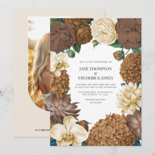 Convite Casamento com Duna de Areia, Brilho de Cobre e Cre