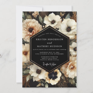 Convite Casamento com Efeito Chiaroscuro em Creme e Carvão