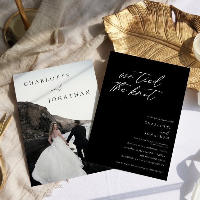 Convite Casamento com Elopement de Foto de Roteiro Minimal (Criador carregado)