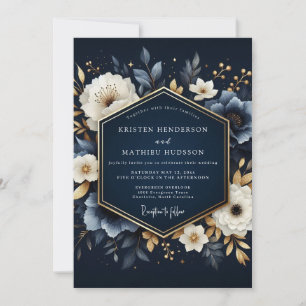 Convite Casamento com Encantamento Florido Naval