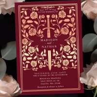 Casamento com Espadas Douradas da Rosa Real Vermel