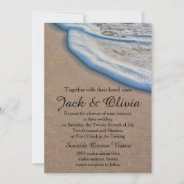Convite Casamento com espuma do mar de praia casual