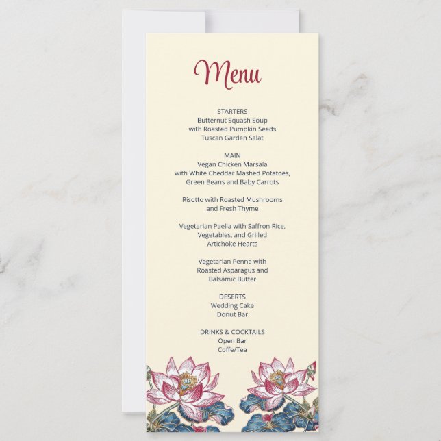 Convite Casamento com Estilo de Arte Tibetano Lotus (Frente)