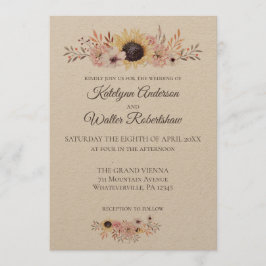 Convite Casamento com Estilo de País do Buquê de Girassol