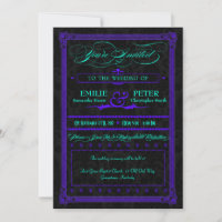 Casamento com Estilo Poster Roxo e Teal Elétrico