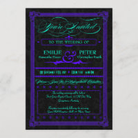 Casamento com Estilo Poster Roxo e Teal Elétrico