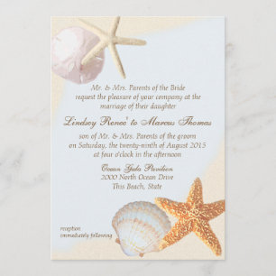 Convite Casamento com Estrelas de Praia da Shell