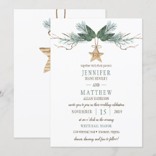Convite Casamento com Estrelas Pine Cones de Pinheiro de i