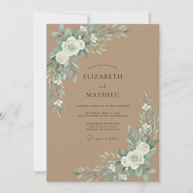 Convite Casamento com Eucalipto Caqui (Frente)