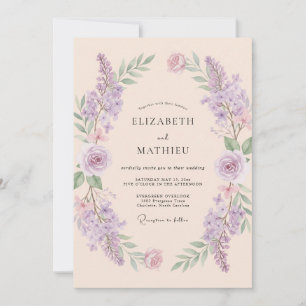 Convite Casamento com Eucalipto Champanhe e Larkspur Âmbar
