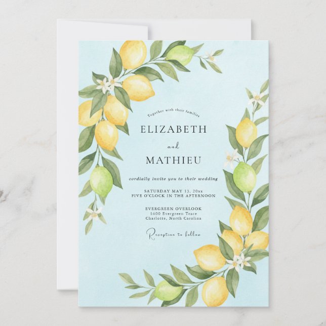 Convite Casamento com Eucalipto Cítrico Azul Pálido (Frente)