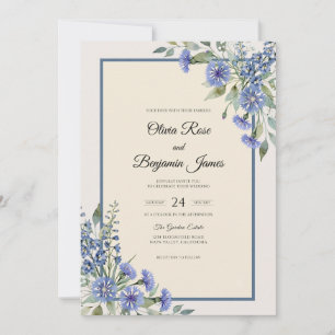 Convite Casamento com Eucalipto Cornflower Azul
