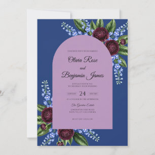 Convite Casamento com Eucalipto de Folhagem Índigo Lilás