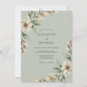 Convite Casamento com Eucalipto de Galho de Sage Cream