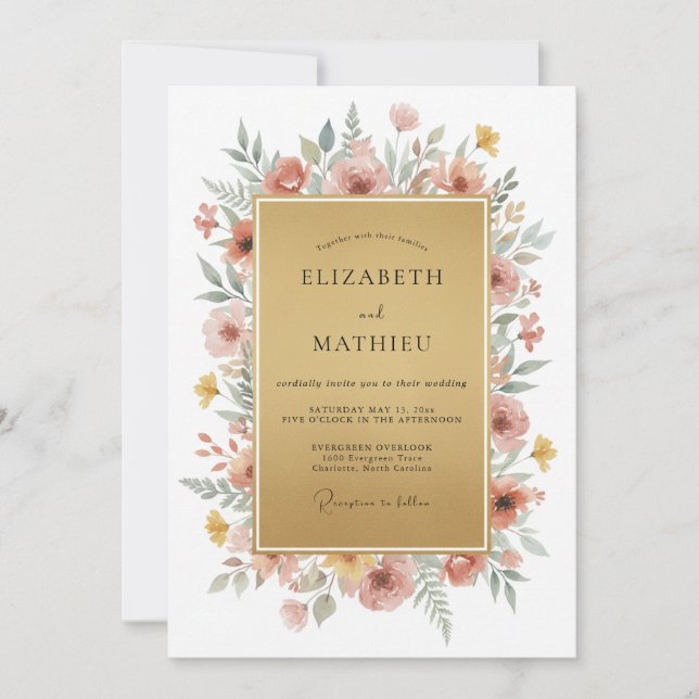 Convite Casamento com Eucalipto e Champanhe Mauve (Frente)