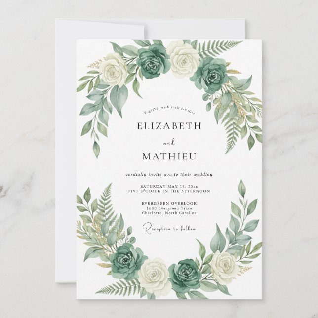 Convite Casamento com Eucalipto e Samambaia Celadon (Frente)
