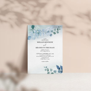 Convite Casamento com Eucalipto em Aquarela Desbotada