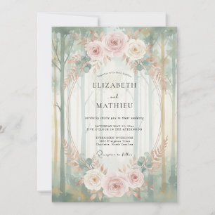 Convite Casamento com Eucalipto Floresta Menta Blush