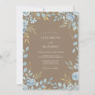 Convite Casamento com Eucalipto Folhagem Azul Toupeira