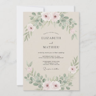 Convite Casamento com Eucalipto Folhagem Sage Blush