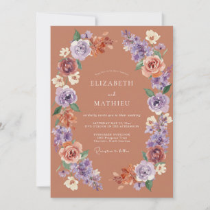 Convite Casamento com Explosão Floral Rosa Velho