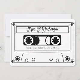 Convite Casamento com Fita de Música Retro Estilo Anos 80