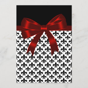 Convite Casamento com Fleur De Lis Preto e Vermelho