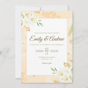 Convite Casamento com Flor de Água Colorida Moderno Lírio
