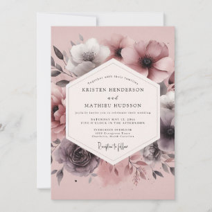 Convite Casamento com Flor de Ameixa Embaçada