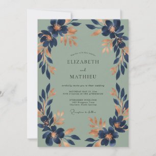 Convite Casamento com Flor de Cobre Índigo
