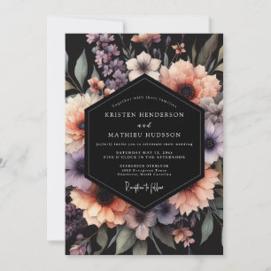 Convite Casamento com Flor de Lavanda e Pêssego Sombreado