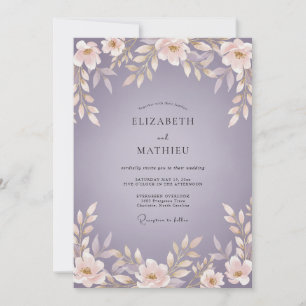 Convite Casamento com Flor de Lavanda Suave