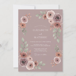 Convite Casamento com Flor de Mauve Desbotado