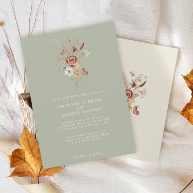 Convite Casamento com Flor de Saguaro Seca em Aquarela (Criador carregado)