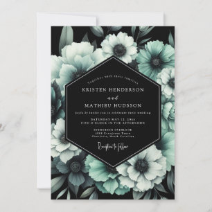 Convite Casamento com Flor de Teal Sombrio