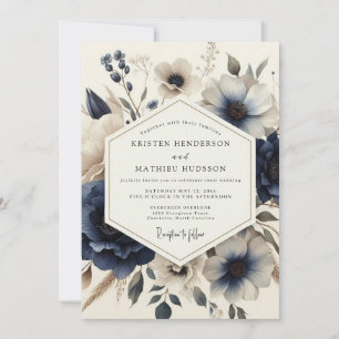 Convite Casamento com Flor de Vinheta Naval