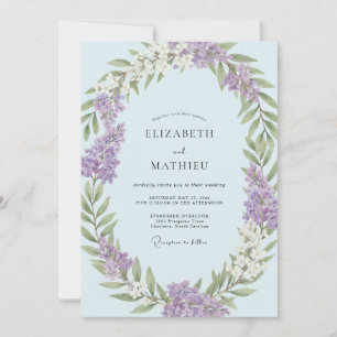 Convite Casamento com Flor de Violeta Azulada