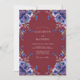 Convite Casamento com Flor de Violeta Carmesim