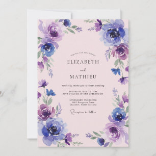 Convite Casamento com Flor de Violeta Índigo