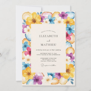 Convite Casamento com Flor Silvestre Amarela Brilhante