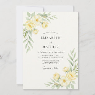 Convite Casamento com Flor Silvestre Amarela Pastel