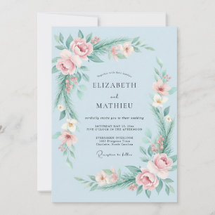 Convite Casamento com Flor Silvestre Céu Rosado